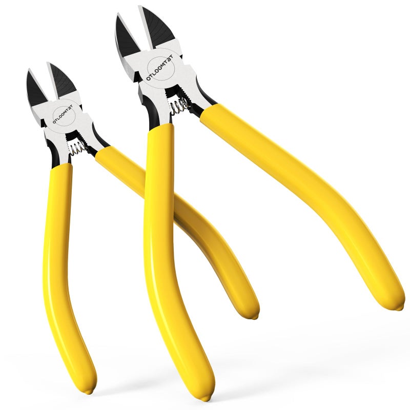 OTLOOMTBT 6-In and 5-In 2 PCS Ultra Sharp Compact Wire Cutters with Long Flat Nose Pliers Ideal for Cutting Crafts  Flowers  Plastics  Appliances and Any Clean Cutting Needs Powerful Wire Cutter - Image 1